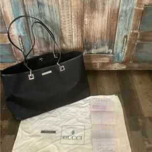 AUTHENTIC BLACK VINTAGE GUCCI TOTE HANDBAG PURSE